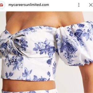 Abercrombie & Fitch Blue Floral Crop Top